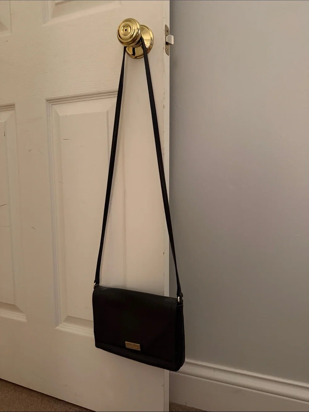 kate spade Black Pebbled Leather Crossbody with Gold Plate